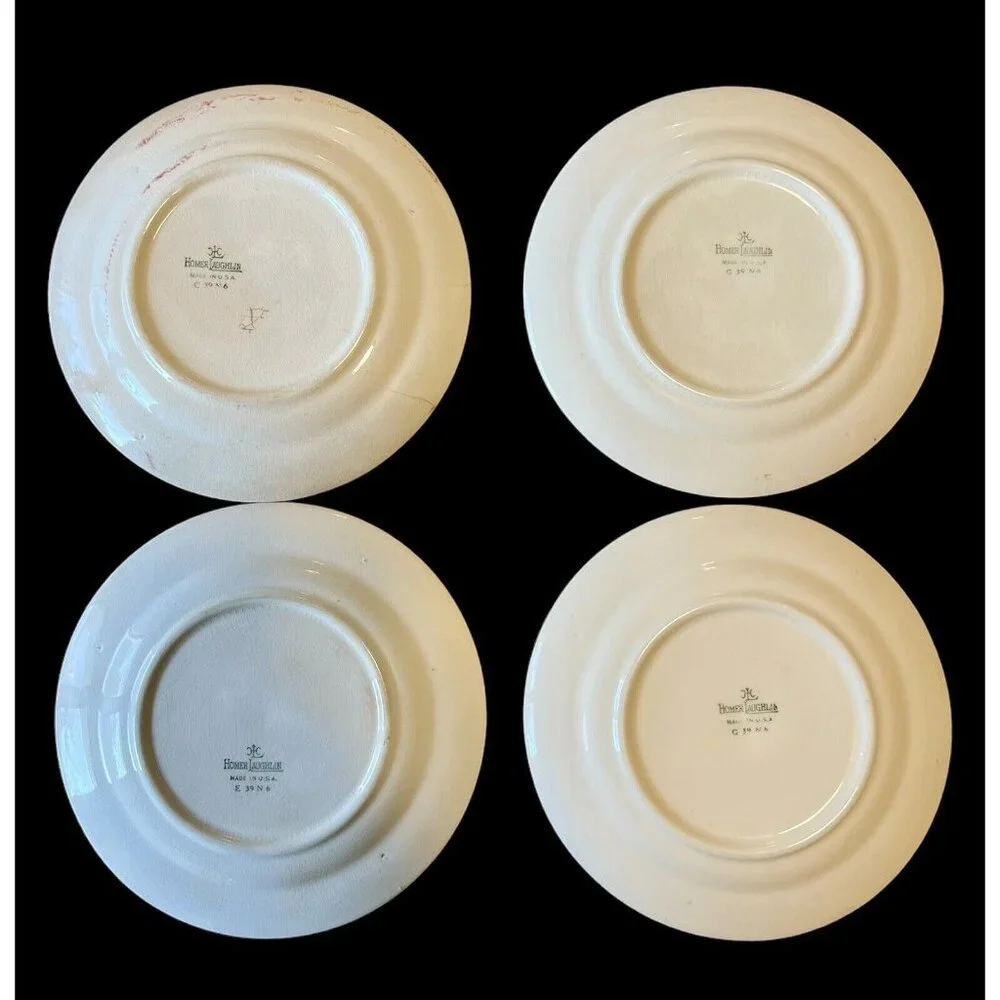 Homer Laughlin Kitchen Kraft Art Deco Tree Pattern, 6 1/4” Plates 1939, 4 Plates